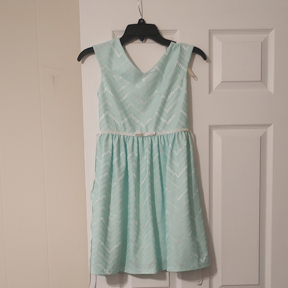 Speechless Light Green Chevron Kids Dress